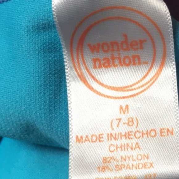 Wonder Nation Floral Blue One Piece Swimsuit Size Medium 7/8 Girls - Picture 8 of 8